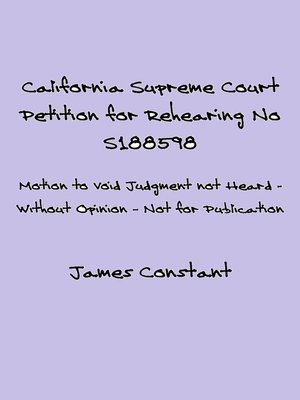 cover image of California Supreme Court Petition No S188598